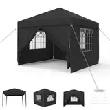 Aufun Pavillon Partyzelt 3x3 m Wasserdicht Festzelt Bierzelt Gartenzelt Outdoor Gartenpavillon UV Schutz mit 4 abnehmbaren Seitenwänden & Dach Winterfest Camping Zelt- Anthrazit