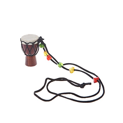 Koehope Anhänger Hölzerner klassischer Jambe Schlagzeuger Mini Djembe Percussion afrikanisches Handtrommel Bongo Charme Geschenk (4#)