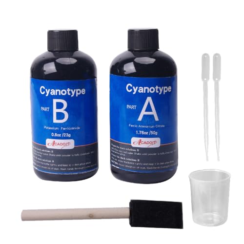 ACADOIT Cyanotype Sensitizer Kit, 473.6 g Cyanotype Kit, Sun Print Nature Printing Kit for Photographic Blueprints DIY Arts Crafts Projects (Cyanotype kit-1)