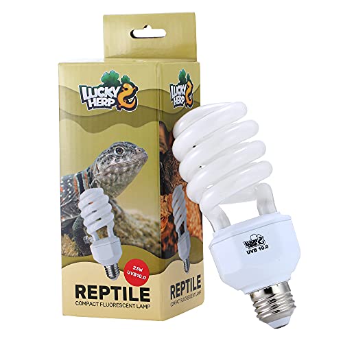 LUCKY HERP UVB Lampe Terrarium 23W, Reptilien Lampe UVA UVB 150, Kompakte E27 Lampe UVB 10.0, Geeignet für Schildkröten, Hühner, Hunde, Bartagamen und andere Amphibien und Reptilien