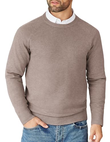 COOFANDY Pullover für Herren Strickpullover Langarm Feinstrickpullover Rundhals Herrenpullover Business Pullover Lightweight Sweater Mondgrau L