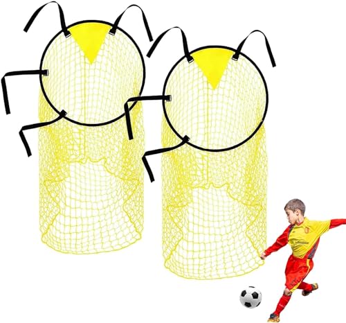 Fußballtor-Zielnetze für Schießen, Genauigkeitstraining, 45 cm Durchmesser, Fußball-Ziele für Tortraining mit verstellbaren Riemen, faltbare Fußball-Top-Behälter für Kinder und Erwachsene, 2 Stück