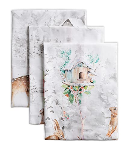 Maison d' Hermine Christmas Tradition 100% Baumwolle Set von 3 Multi-Purpose Küchenhandtuch | Bar Handtücher | Thanksgiving/Weihnachten (50cm X 70cm)