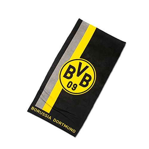 Borussia Dortmund BVB-Handtuch mit Logo im Streifenmuster (50x100cm), Baumwolle, Mehrfarbig