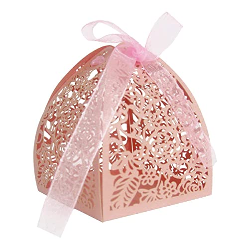 50pcs Candy Box Rosenlaser Schneiden Hochzeit bevorzugt Süßkasten Geschenkboxen mit Bändern für Hochzeitsgeschäfte und Geschenke Partydekorationen - Süßigkeitenschachtel