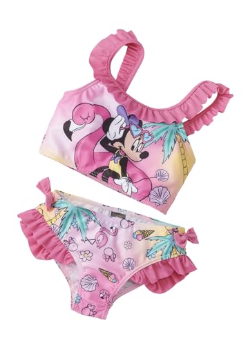 Disney Minnie Mouse Bikini mit Rüschen für Mädchen - Kinder Zweiteiler Schwimmanzug Pink (DE/NL/SE/PL, Numerisch, 98, 104, Regular, Pink)