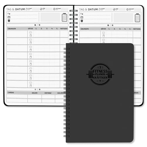 BIROYAL Fitness Journal Spiralblock, Workout Notizbuch für Frauen & Männer, Workoutplaner Fitnessplaner, Trainingstagebuch Fitnesstagebuch für Training Bodybuilding Crossfit Sport im Gym&Hometraining