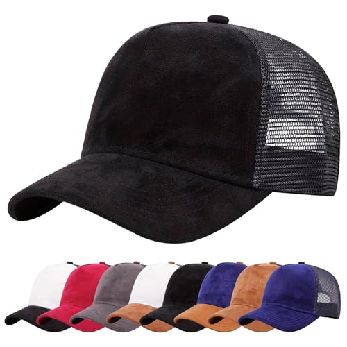 Enwokran Baseballkappe Herren Einstellbare Masche Rückseite Baseball Hut Sommerhut Sonnenhut Sportlicher Draußen Kappen Hüte Verstellbar Sonnenschutz Trucker Basecap (Schwarz)