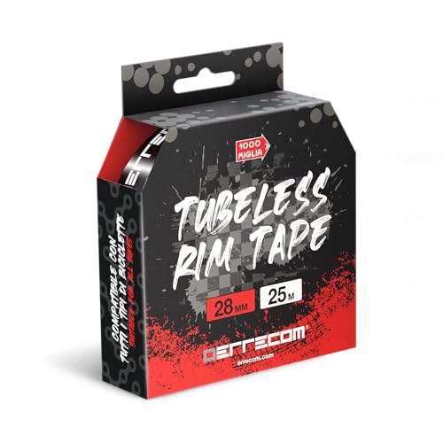 Errecom 1000 Miglia Tubeless Rim Tape 25 Meter x 28 mm, Dichtungsband für die Umwandlung von Fahrradfelgen mit Schlauchreifen in schlauchlose Reifen, extrem stark, enthält 10 Klebesiegel