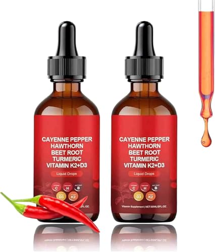 2Pcs Aeluro Cayenne Drops 60ml, Aeluro Cayenne Pepper Extract, Aeluro Cayenne Pepper Drops, Natural Cayenne Pepper Liquid Drops, Aeluro Cayenne Pepper Extract Liquid.