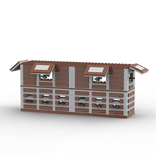 Jeamoc Militär Waffenlager WW2 Festung Bausteine Bauset, 2-In-1 WW2 Waffenlager und Festung Gebäude Militär Haus Bausteine Bauset, 550+ Teile, Kompatibel mit Lego