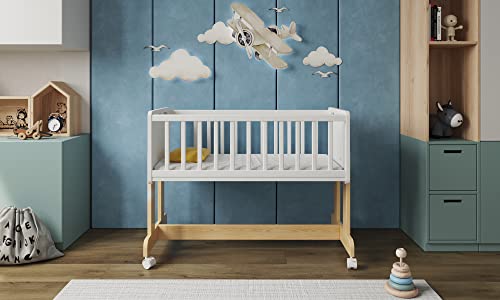 Love For Sleep Multifunktionell 6 in 1 Babybett,Beistellbett mit Matratze, Rollen 90x40cm Möglichkeit zur Verwandlung in eine Spielzeugkiste, einen Tisch oder eine Bank.