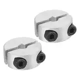PATIKIL Geteilte Stellringe 4mm Langweilige 18mm OD 8mm Dicke, 2er-Pack Aluminiumlegierung Tiefenanschlagringe Klemm mit Gewindestift für die Maschinenbauindustrie, Silber