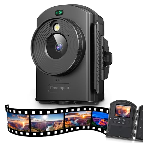 Zeitraffer Kamera für Außenbau - Zeitrafferkamera mit Infrarot-Positionierung & LED-Licht, 180 Tage Aufnahme, 1080P AVI-Videos & Fotos für Kochen, Pflanzenwachstum, Zeichnen, Landschaft (64GB)