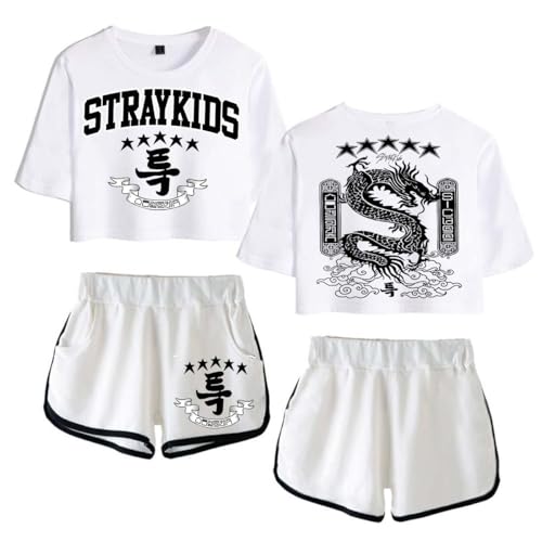 Flyself Unisex Kpop T-Shirts und Hosen Anzug Herren Damen 2023 Neues Album 5 Star Kurzarm T-Shirt & Kurze Hose 2 Stücke Set (S-Class)
