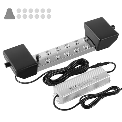 VEVOR Ultraschall-Nebelgerät, 12 Köpfe, 9000 ml/h Ultraschall-Nebelgerät, Nebelgerät mit 300 W IP67 wasserdichtem Netzteil, Boje, Ersatzscheiben, für Teich, Garten, Steingarten, Gewächshaus