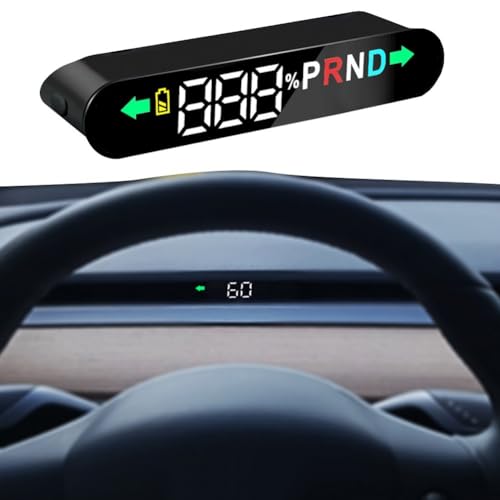 RANRAO Auto Tacho Kompatibel mit Tesla Model Y 2023-2024, Head Up Display, Tacho meter, Embedded Design, Display mit verbleibende Batterieleistung, Fahrzeuggeschwindigkeit, Gangposition, Blinker