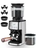 Homtone Kaffeemühle Elektrisch für Siebträger und Behälter, 51 Mahlstufen Kaffeemühle Siebträger Elektrisch, Automatische Kaffeemühle für Drip/Pour Over/Cold Brew/French Press, Edelstahl