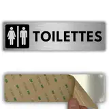 LEIASA | Selbstklebendes Schild für Toiletten, Männer und Frauen – 5 x 18 cm – Dicke 0,8 mm – Aluminium – Sanitärprodukte für Männer und Frauen – Schild für gemeinsame Dienste – Uni-WC-Signal –