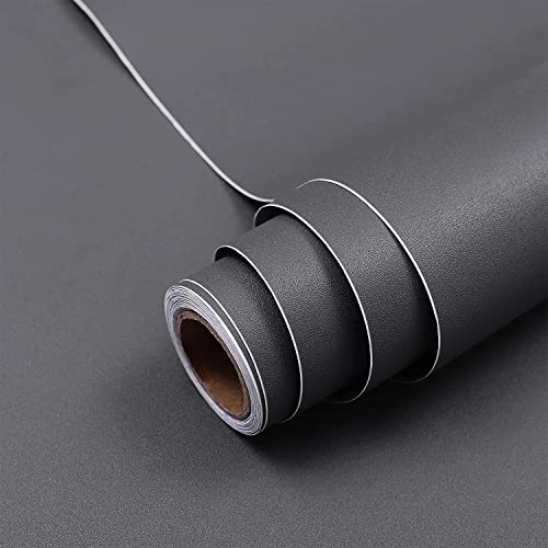 Hode Klebefolie Grau Möbelfolie Matt 90x600cm für Möbel Wand Schränke Schreibtisch Vinyl Wasserdicht Modern Selbstklebende Folie Dunkelgrau Tapeten