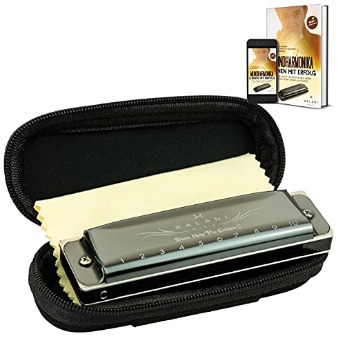 XALANI Mundharmonika inkl. Soft Case und Pflegetuch I Bonus: E-Book gratis I C-Dur Blues Harmonica mit Profi Klang