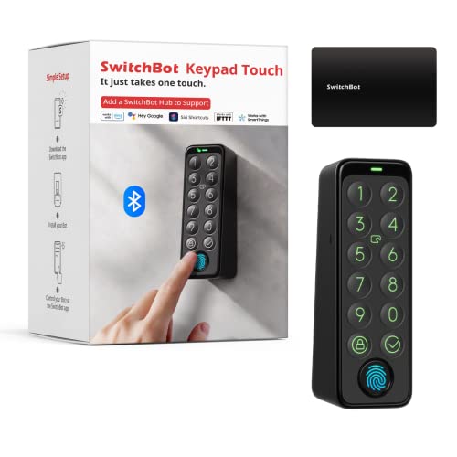 SwitchBot Smart Keypad Touch für SwitchBot Smartes Türschloss, schlüsselloser Zutritt per Fingerabdruck, IP65 wasserdicht, unterstützt virtuelle Passwörter für Haussicherheit