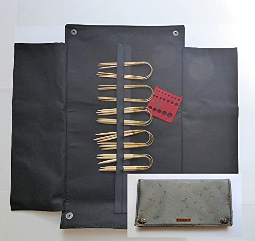 Nähstübl Kunstledertasche mit 5 x CraSy Trio Bambus - Stärke 2,0 +3,0 +3,5 +4,0 + 5,0