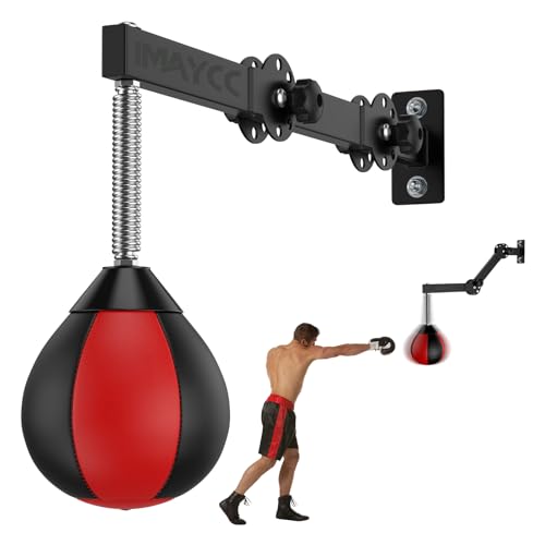 IMAYCC Speed Punchingball, Boxsack Wandhalterung Höhenverstellbar & Faltbar Boxbirne, Punching Bag Boxsack Hängend for Children, Teenagers and Adults, for Home Gym Workout, Training, Stressabbau Etc.