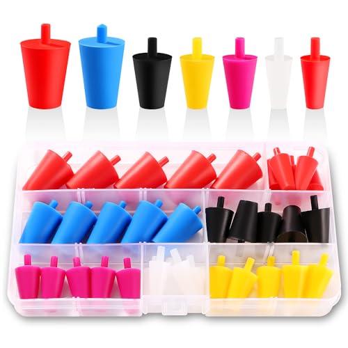 YIXISI 35 Stücke 7 Größen Konische Silikonstopfen Sortiment Set, Hochtemperatur Silikon Konisch Stopfen, Silikonstopfen Kegellochstopfen, für Malerei, Pulverbeschichtung, Eloxierung