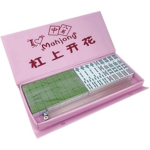 LNNW Chinesisches Schach 144 stücke Mahjong Würfel Melamin Tragbare Reisen Multiplayer Board Spiel Unterhaltung Casual Party-Aktivitäten Brettspiel(Color:Green)