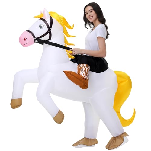 Poptrend Aufblasbare Pferd Kostüme, Aufblaskostüm für Erwachsene, Männer und Frauen, Halloween-Kostüme, Reitkostüm, aufblasbares Kostüm für Kinder, Cosplay-Party (Erwachsene)