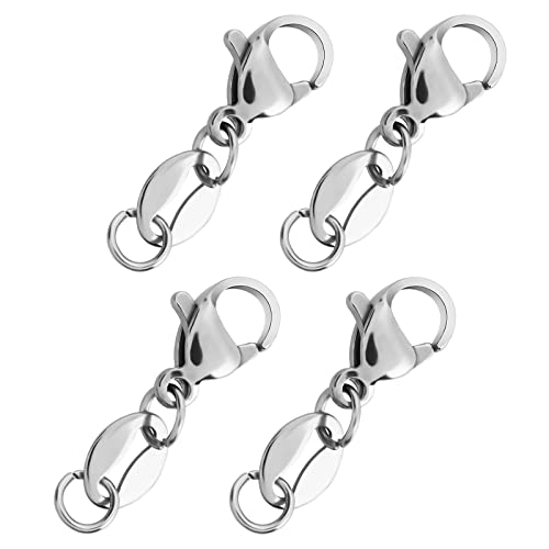 Abeillo 4 Stücke Kettenverschluss Silber, Armband Halskette Extender Karabiner, Armband Verlängerung für DIY Schmuck Armbänder Halsketten Ketten