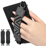 MoKo Handschlaufe für 6-8" Kindle eReaders Fire Tablet - Kindle/Kobo/Voyaga/Lenovo/Sony E-Book Tablet, Hochelastisches Vielseitiges Halteband Tablet Fingerhalterung Griff Halter 2 Stück, Schwarz