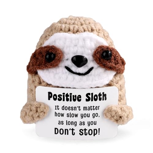 lasuroa Positives Faultier, Häkel Faultier Süß Faultier Positive Affirmationen Häkeltiere Faultier Puppe für Geburtstag Weihnachten Party Dekoration Unterstützung Ermutigung Lustig Geschenk