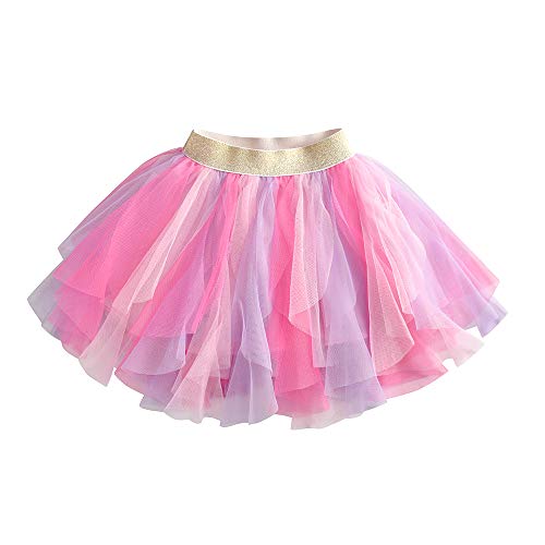 DXTON Mädchen Röcke Tanz Rock Tulle Tutu Prinzessin Baby Kinder Rock Paillette Ballett Skirt SK114 5-6 Jahre