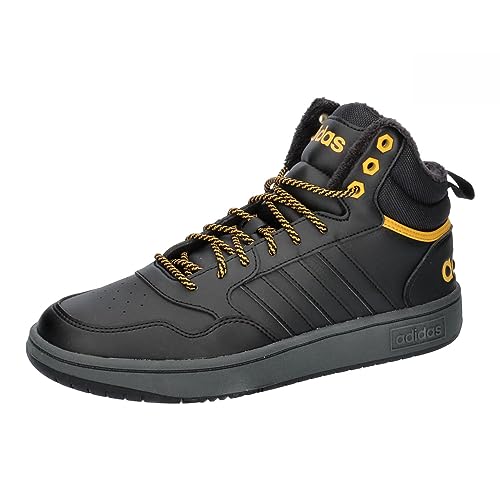 adidas Herren Hoops 3.0 Mid Lifestyle Basketball Classic Fur Lining Winterized Shoes, core Black/core Black/preloved Yellow, 43 1/3 EU