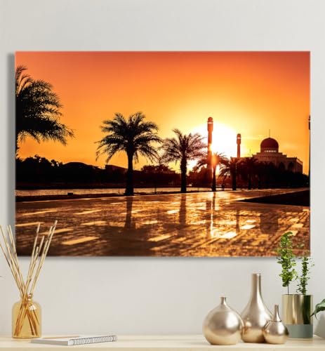 MyMaxxi - Premium Leinwandbild auf Keilrahmen Moschee Thailand Wandbild Design Wand Dekoration, Foto orange Leinwand - Gebetsstätte, Groesse_leinwand:70x100 cm