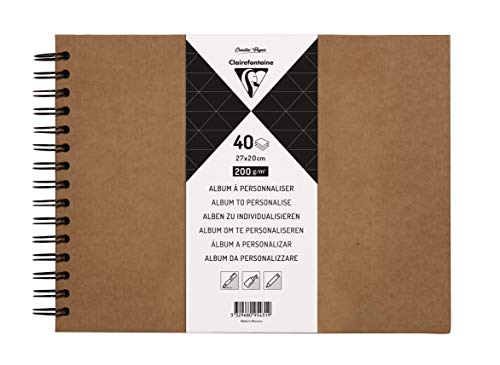 Clairefontaine 95431C Heft mit Kraftpapier zum Individualisieren (27 x 20 cm, 40 Blatt, 200 g, Spiralbindung, ideal als Gästebuch) 1 Stück kraft, Kraftbraun