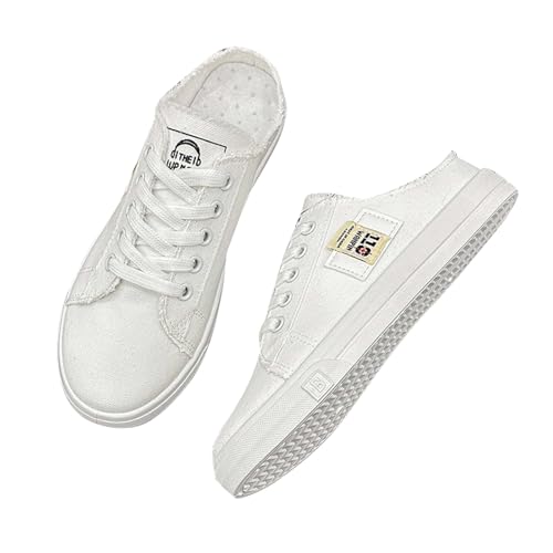 Generisch Clogs Damen Canvas Schuh Hinten Offen rutschfest Turnschuhe Fitness Orthopädische Schuhe Freizeitschuhe Damen Bequeme Schnürschuhe Lässige Komfort Damenschuhe Outdoor Walkingschuhe