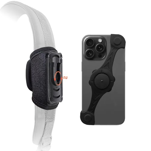 HEZEN Universeller Handyhalter für Rucksack-Gurt-Clip,360 ° drehbar und abnehmbar,Rucksack Handyhalter für alle iPhone,Perfekt zum Wandern, Klettern usw. (Schwarz 001)