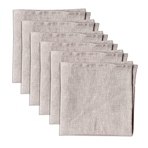 Linendo Leinenservietten, 100% reines Leinen, Beige, 38 x 38 cm, 6 Stück, europäischer Flachs, Servietten aus Leinen, Waschbar Wiederverwendbar Stoffservietten