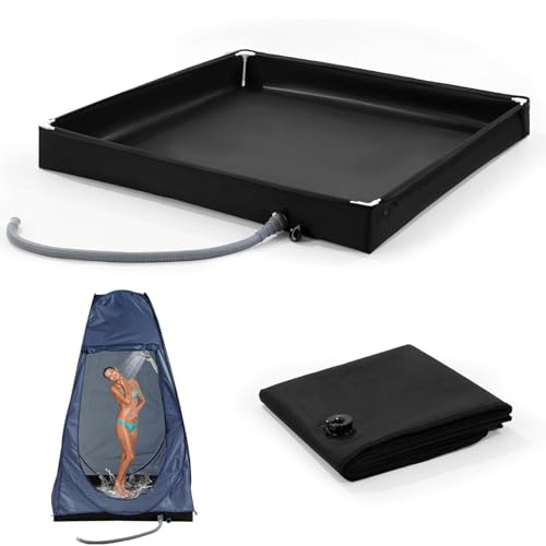 Faltbare Duschbasis, Tragbare Duschwanne Mit Abflussrohr Multifunktionale Camping Duschbasis Duschzeltbasis Markisenboden Für Indoor Outdoor, 80x80x10cm