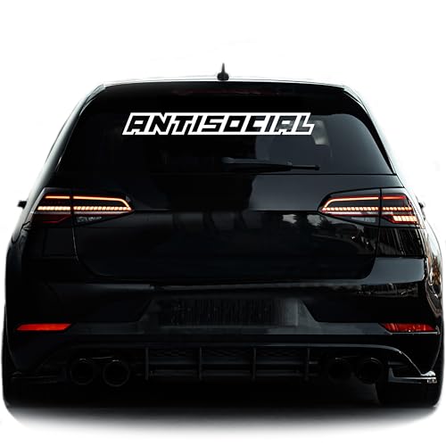 Autoaufkleber ANTISOCIAL Schriftzug Sticker Tuning Decal Car Wrap Auto Folie KFZ (Matt Weis)