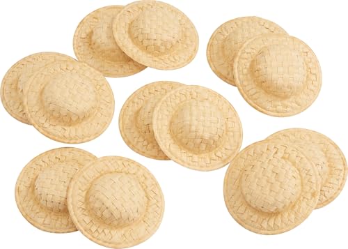 VBS Strohhut 5cm, 12 Stk. - Fröhliches Hut-Set für Sommerfeste und Bastelprojekte Natur