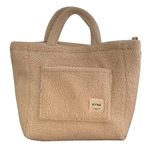 ARVALOLET Winter-Damenhandtasche, weicher Plüsch, Damen-Schulter-Umhängetasche, große Kapazität, Messenger-Handtasche, Lammfell-Damen-Reise-Straßen-Damenhandtasche