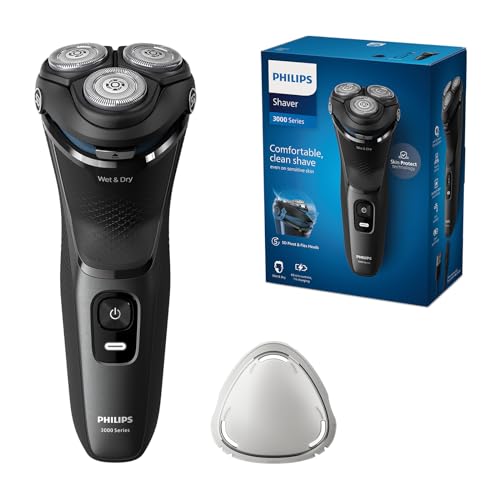 Philips Shaver Series 3000 – Elektrischer Nass- und Trockenrasierer für Männer, mit SkinProtect-Technologie, in Anthrazit, mit ausklappbarem Bartschneider, kabellos (Modell S3145/00)