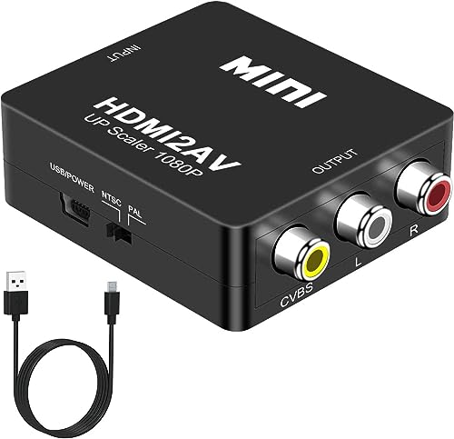 DIGITNOW! HDMI auf RCA Konverter, HDMI zu AV Adapter Mini 1080P HDMI Composite Video Audio Konverter mit USB Ladekabel, Kompatibel für PC/Laptop/Xbox