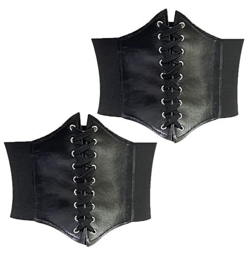 WUSANNA 2 Stück Korsett Schwarz Schwarzes Korsett, Piratenkostüm Damen Korsett, Corset Belt Korsett Gürtel Damen Modeaccessoires Passend zu Passenden Kleidern, Hemdkleidern (Schwarz)