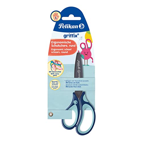 Pelikan 803519 griffix Schulschere, Blau, für Linkshänder, rund