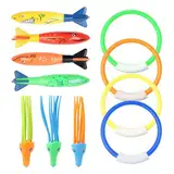 HXC 11 Stück Tauchringe für Kinder Tauchspielzeug Set Einbeziehen 4 Tauchringe 4 Toypedo Banditen 3 Krake Tauchen Spielzeug Unterwasser für Unterwasserspiel und Tauchtraining von Kindern